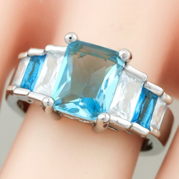 Blue & White Topaz 💙Ring - Picture 5 of 12